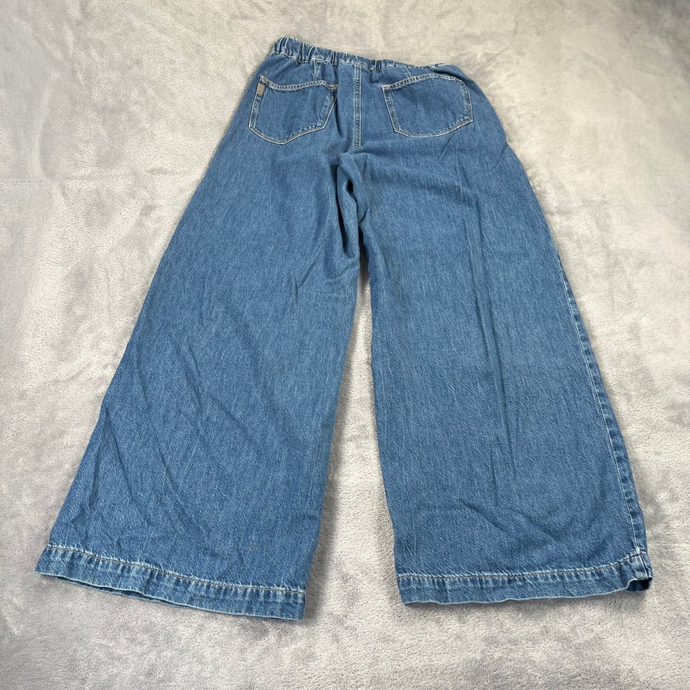 PAIGE Wide Leg Jeans Womens 26 Blue Petite Pull On Drawstring Denim Retails $259 - Picture 7 of 12